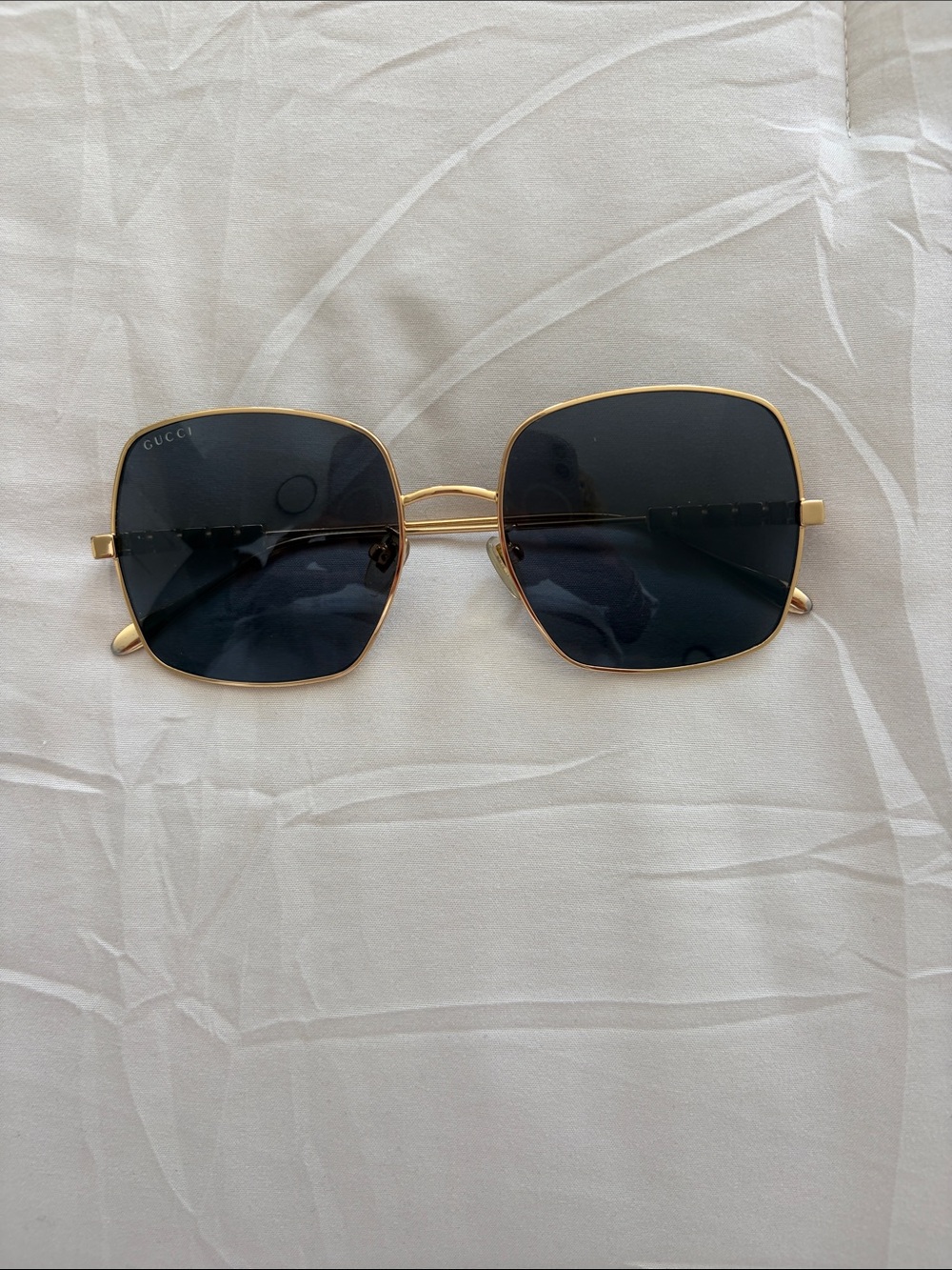 Gucci Gold Frame Black Lens Women's Sunglasses